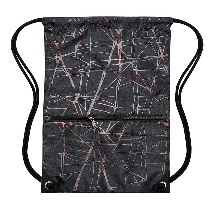 HOLYLUCK Drawstring Backpack Bag Sport Gym Sackpack (metallic-black) - Image 2